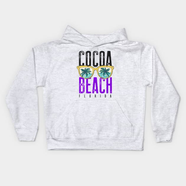 Cocoa Beach Florida Shirts and Gifts Palm Trees Retro Souvenir Florida Kids Hoodie by Happy Lime